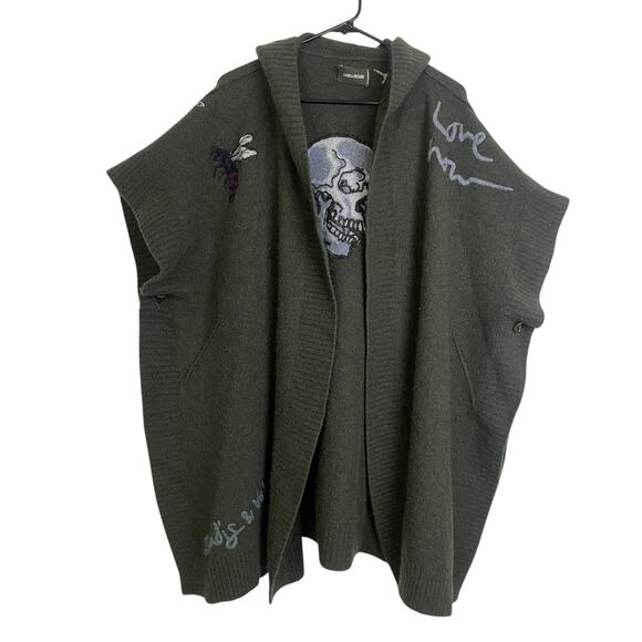Zadig & Voltaire Dark Green Sweater with Skull and Floral Embroidery - Picture 2 of 14